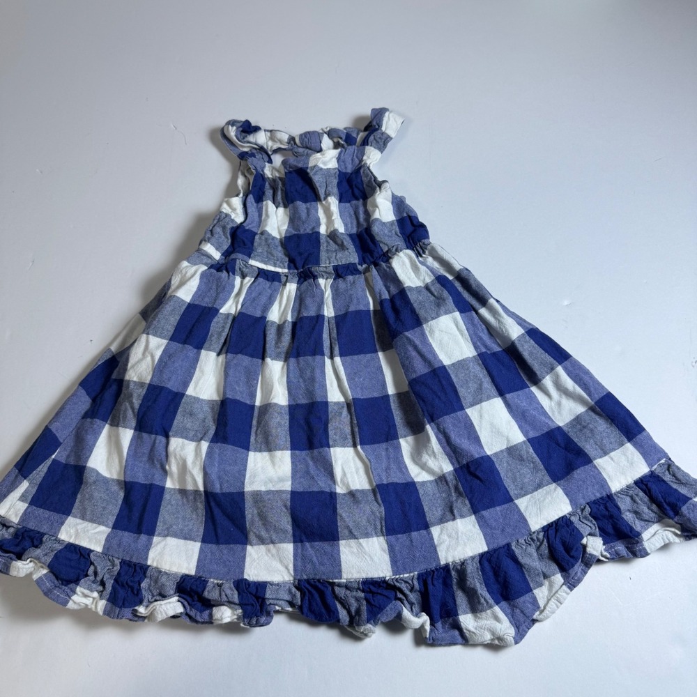 Blueberry Boulevard Girls Toddler 3T Blue White Gingham Buffalo Check Dress